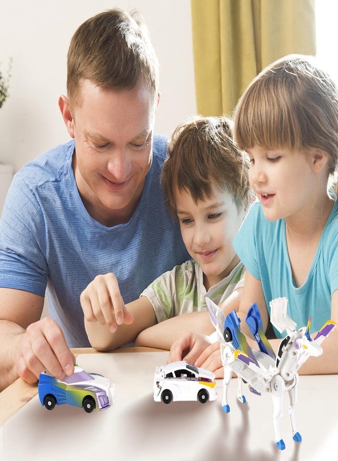 Vingtank Transforming Unicorn Car Toy, Transforming Car Robot Toys, Collision to Magical Unicorns Automatic Deformation of Magnetic Connections Unicorn Toy for Boys and Girls (Blue) - Image 5
